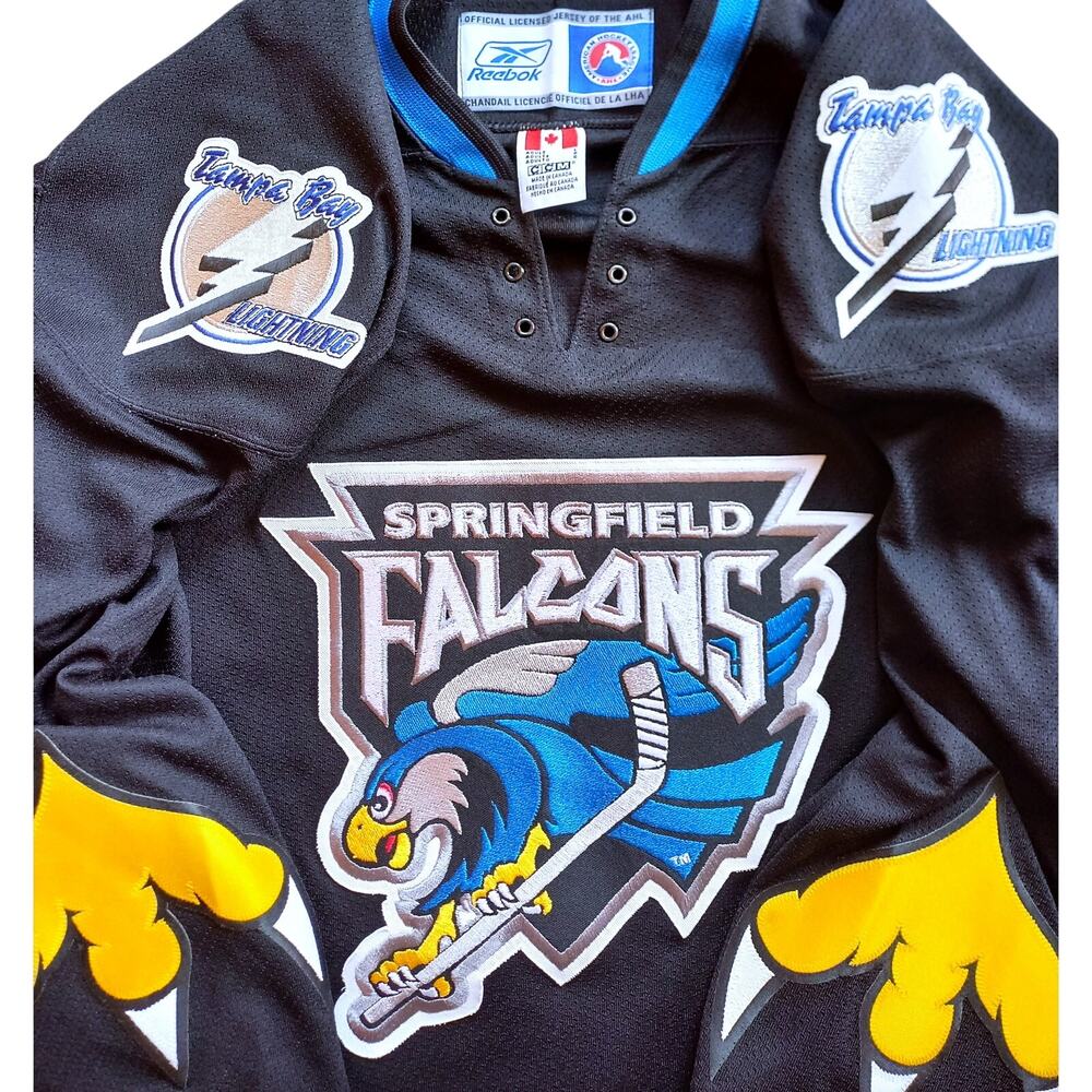 Springfield Falcons 2000s Rbk CCM jersey L black CLAW Tampa Bay AHL hockey vtg